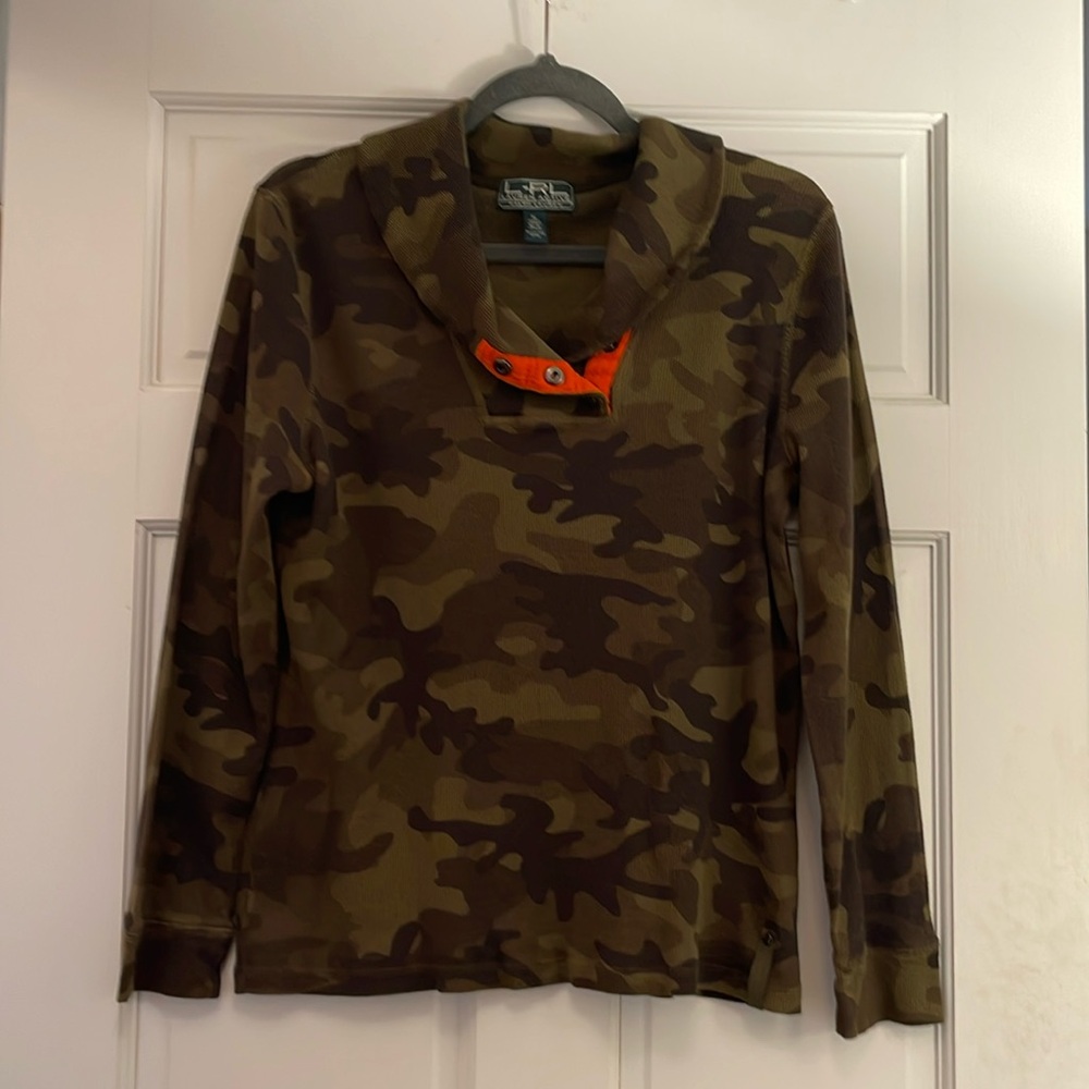 Lauren Active by Ralph Lauren Camo Thermal Camouflage Waffle Henley shirt XL